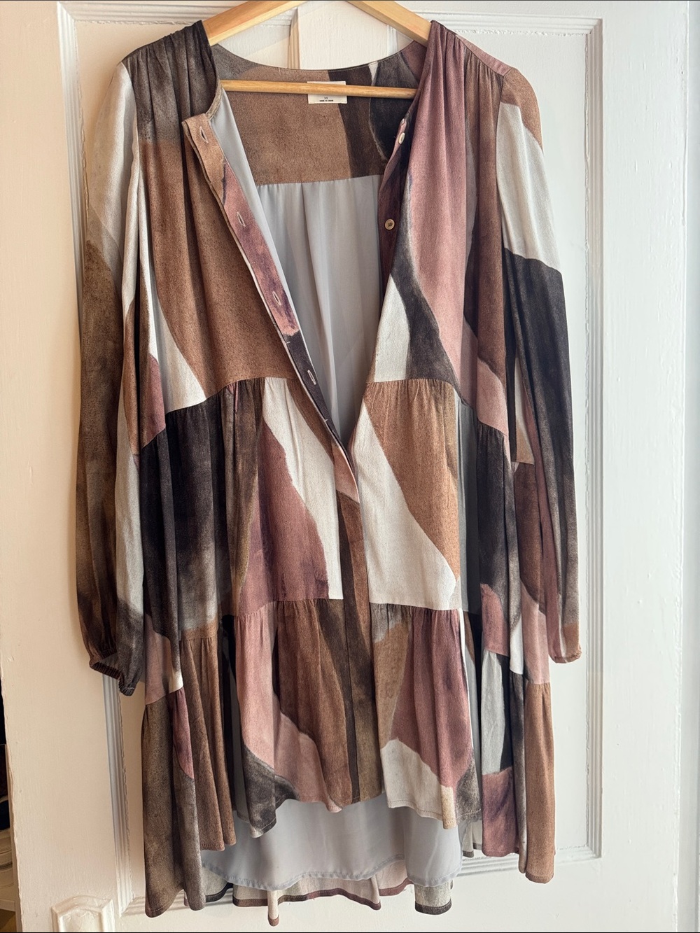 Wilfred Multicolor Abstract Patchwork Tiered Tunic Dress